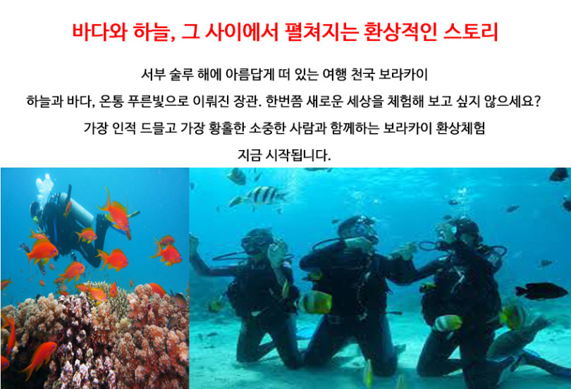[보라카이] 체험 스쿠버 다이빙 한국인 매니져 수영못해도 가능합니다